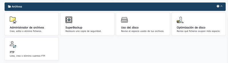 Administrador de archivos en cPanel de Webempresa