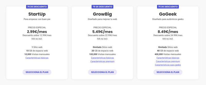 Cuánto cuesta Siteground