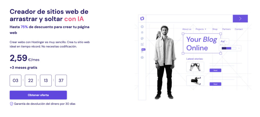 Creador de sitios web con IA de Hostinger