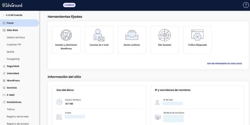 Site Tools de Siteground