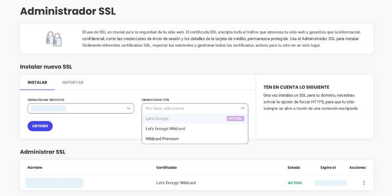 Certificados SSL de Siteground