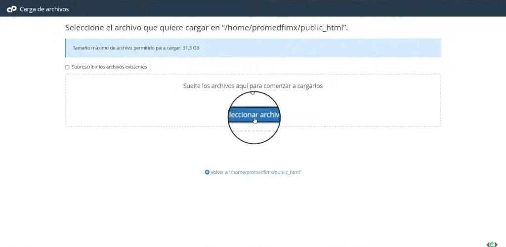 Sube el archivo de instalación de Moodle