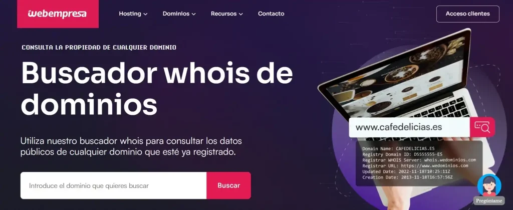 Cómo saber de quien es un dominio con Webempresa