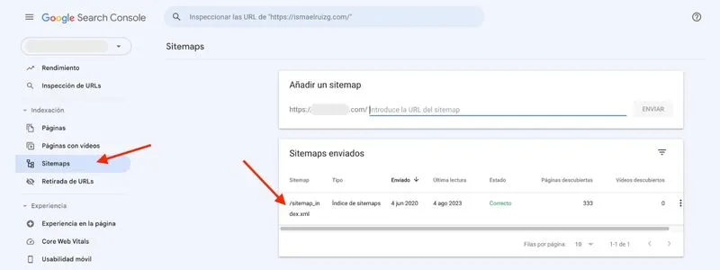 Dónde está el Sitemap en Search Console