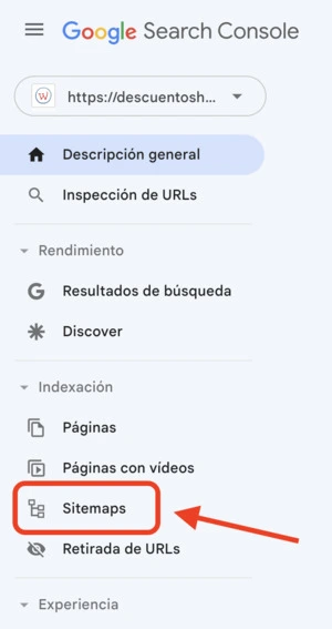 Sitemap dentro de Search Console