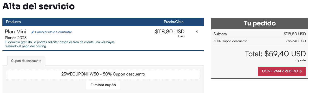descuento para hostings españoles